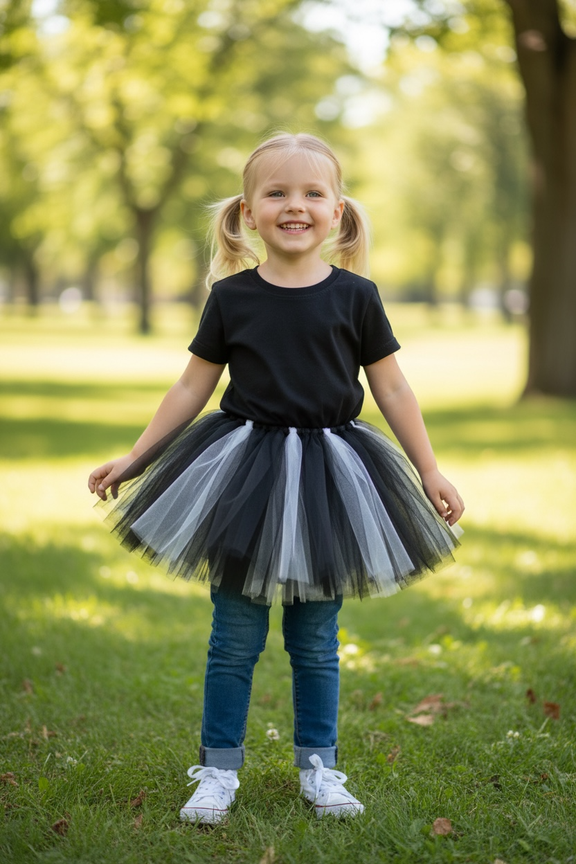 Little Girl’s Black and White Tutu Skirt