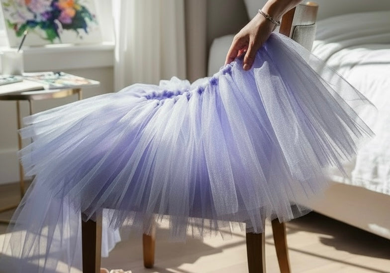Little Girl’s Purple and White Tutu Skirt
